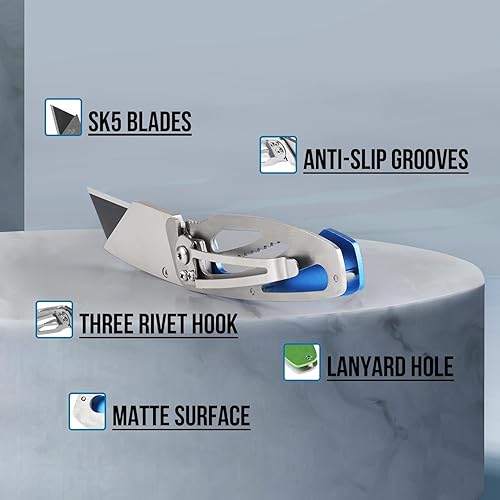 Miniatura 4 de Lichamp Juego de 6 cuchillos plegables utilitarios, cuchillas de afeitar EDC de cambio rápido y clip para cinturón, cortador de caja plegable para