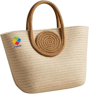 DYARCHY Handmade Crochet Tote Bag with Circular Handle, 25 cm x 15 cm Price In India