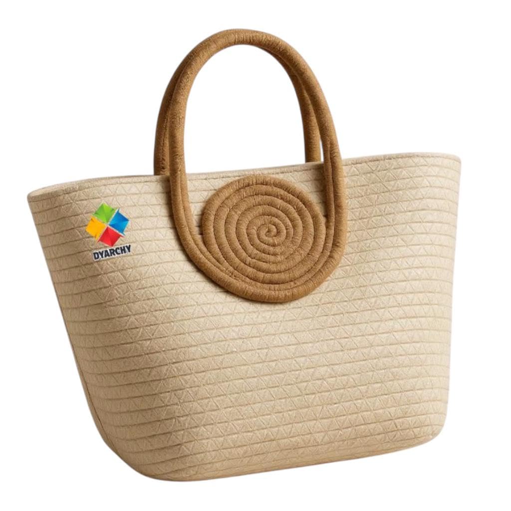dyarchy Handmade Crochet Tote Bag with Circular Handle, 25 cm x 15 cm-picture-15
