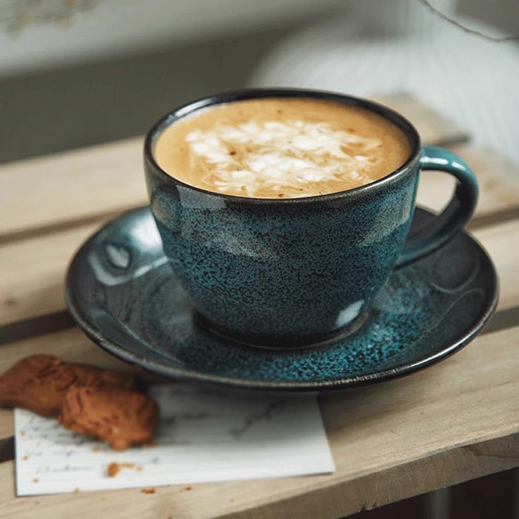 ENGENDER Tazas Cafe Taza De Café Esmaltada Al Horno, Juego Simple Té La Tarde Mug Cups(B)