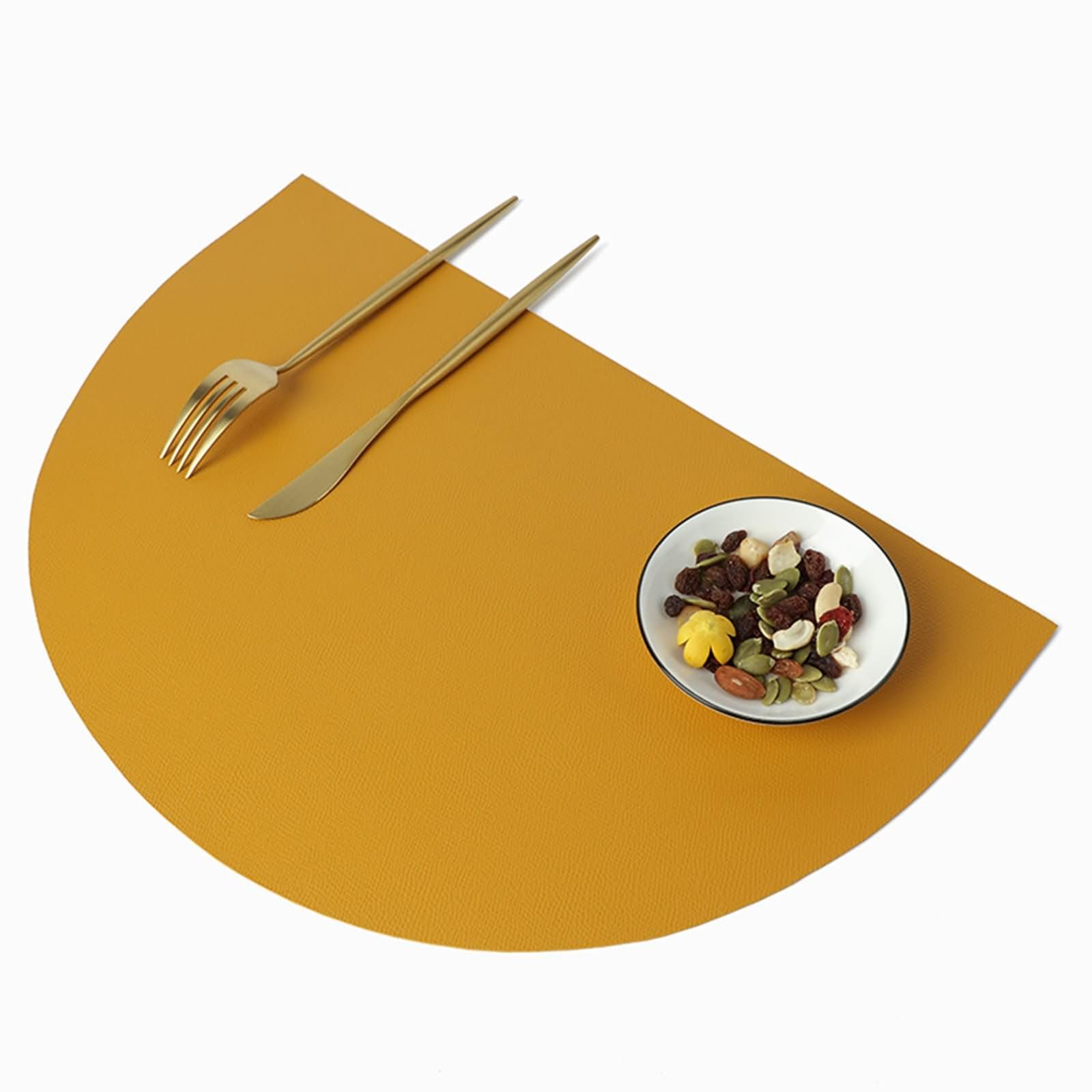 Platzset Modern 8 Stück, 28 x 42 cm Gelb Platzset Antirutsch 70% PVC+30% PET Halbkreis, Einfarbig mit Halbkreis