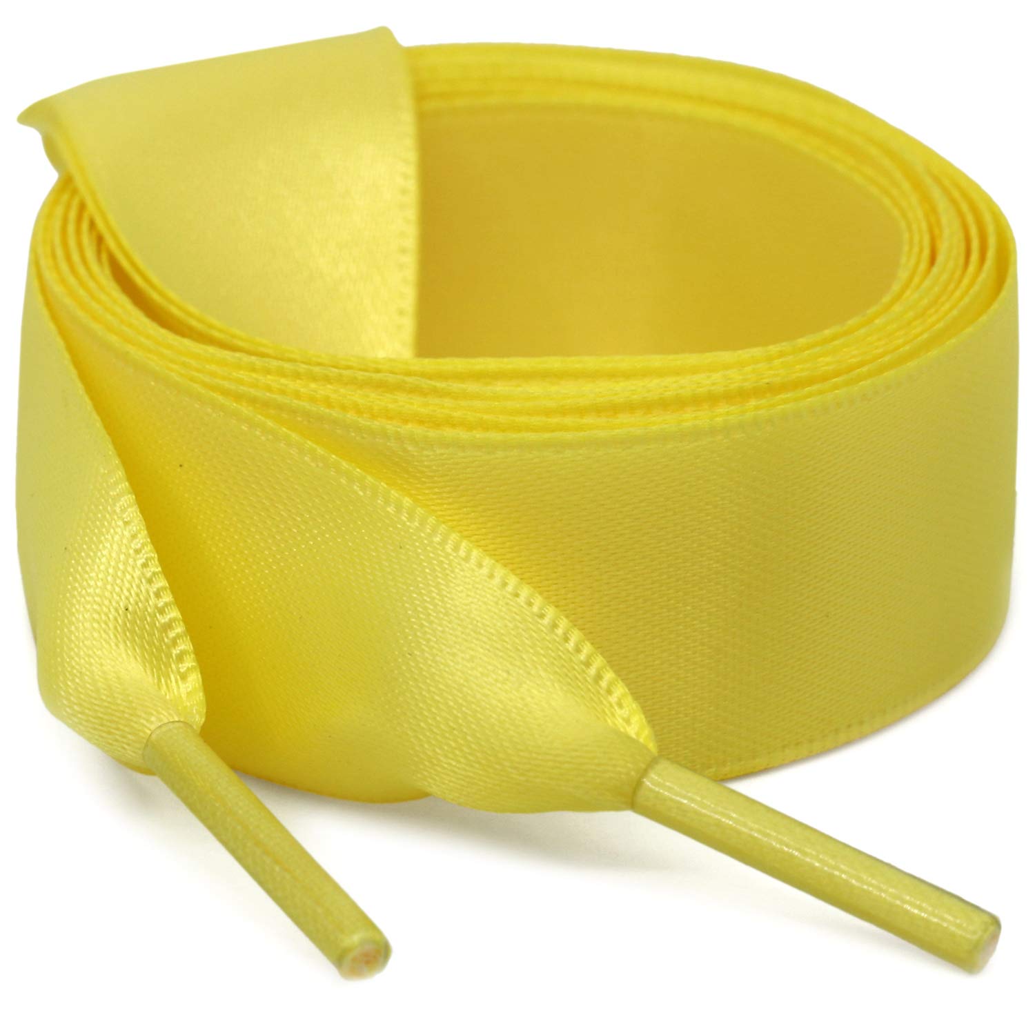 WEGOODZFFlat Satin Ribbon Shoelaces Yellowish WEGOODZF 2cm Wide Shoestrings for Women Girls[2 Pair 27.56"]