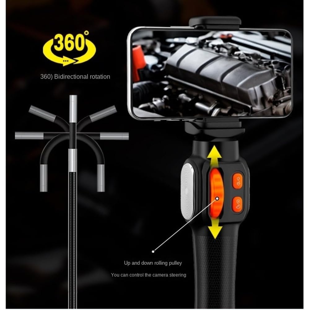 Obrót o 360 stopni endoskopowa kamera inspekcyjna 6,0 mm obiektyw HD przegubowa kamera boroskop do samochodu iOS Android 1080P