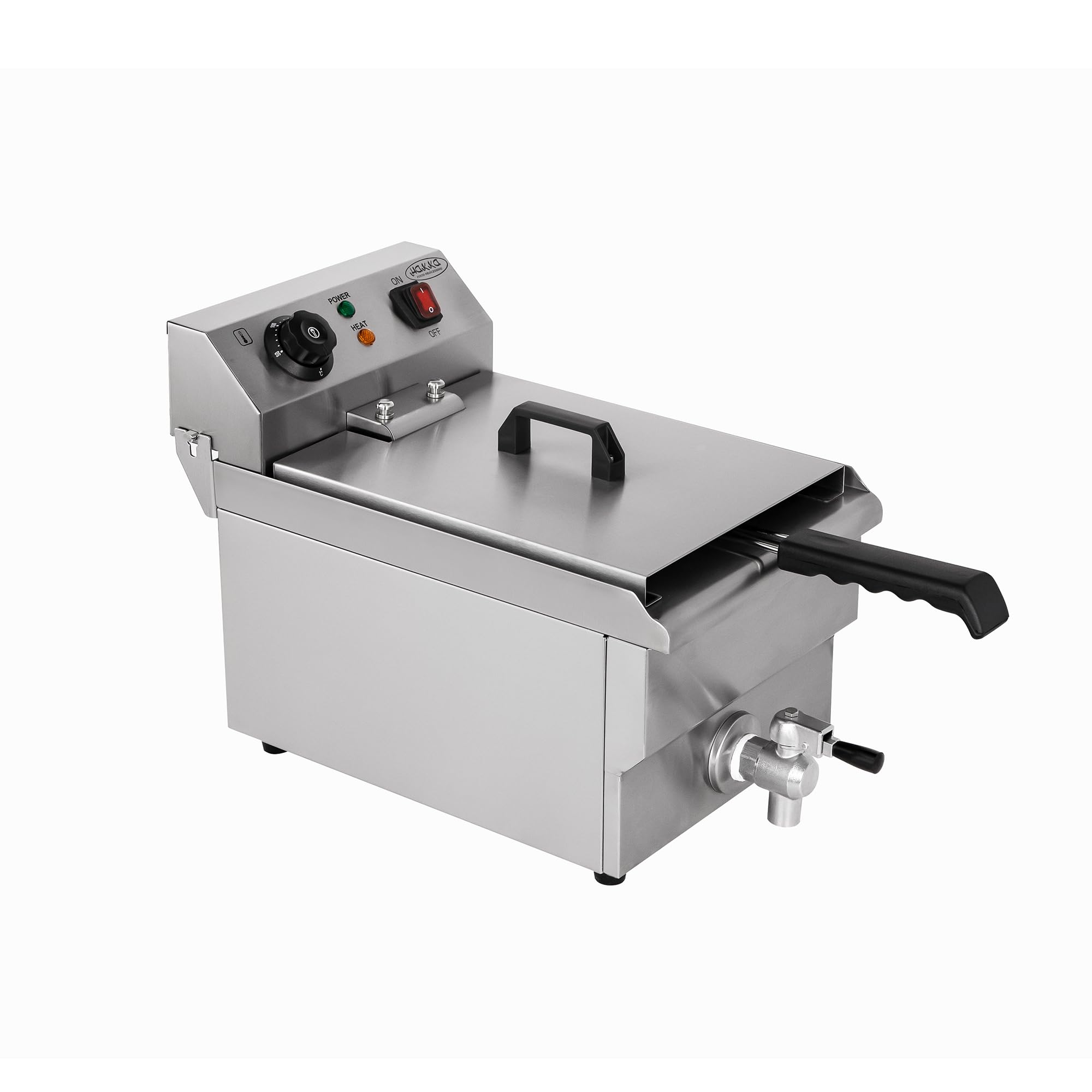 Hakka Friteuses électriques Professionnelles, Grande Capacité 10 L, en Acier Iinoxydable, Avec égouttoir, Panier et Couvercle, Cuve Simple(220V, 3000W)