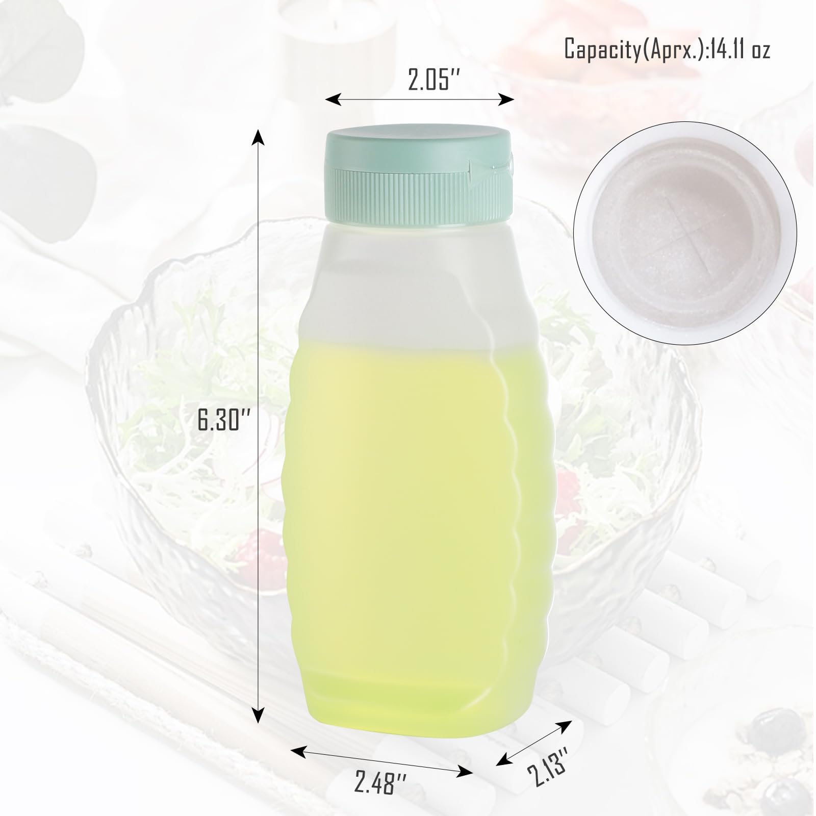 Paquete de 6 botellas de condimentos para líquidos, ketchup, aceite, mostaza, salsa picante, botellas con tapas, botellas de plástico de 380 ml para salsas, botellas de aderezo de ensalada,