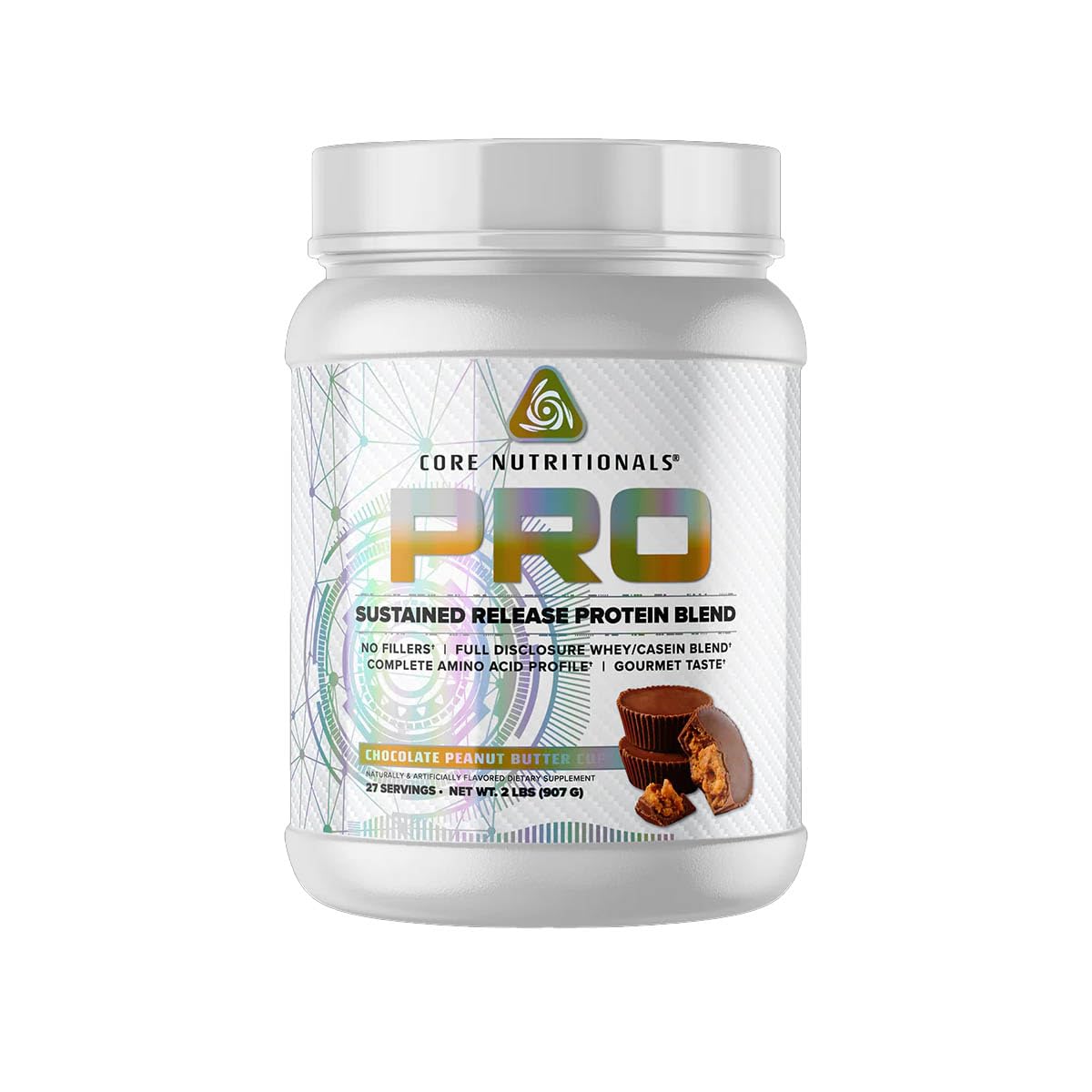 Pro Sustained Release Whey Protein Blend | with Digestive Enzymes | 25g Protein, 2g Carbs | No Fillers | 2 Pound (Chocolate Peanut Butter Cup)