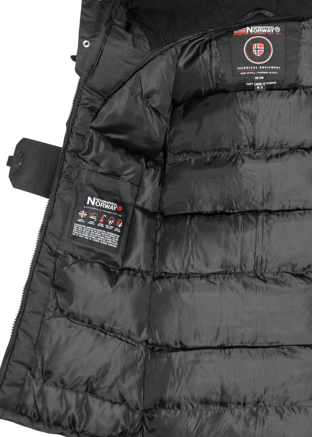 Geographical Norway Bellaciao Lady - Parka Ciente Mujeres Otoño Invierno - Abrigo Con Capucha De Piel Sintética - Chaqueta Corta De Viento - Rego Ide Esquí Mujeres