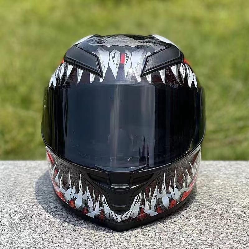 Miniatura 2 de Casco de motocicleta de cara completa Venom con cola grande, aprobado por DOT, motocicleta, ciclomotor, bicicleta de calle, motocross, carreras,