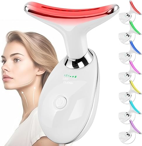 Doset - Masajeador facial con terapia de luz roja para rostro y cuello, varita para esculpir el rostro en 7 colores