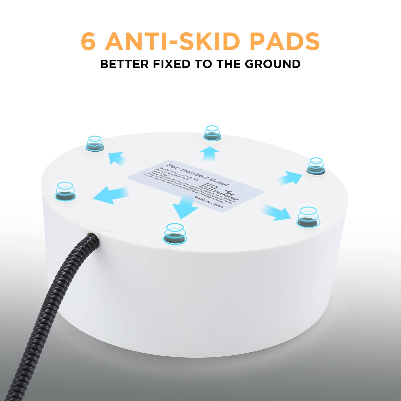 Petfactors Heated Pet Bowl, Outdoor Pet Thermal Water Bowl, Dog Cat Heated Water Bowl with 69 Inch Chew Resistant Cord and Waterproof ON/Off Switch (White)