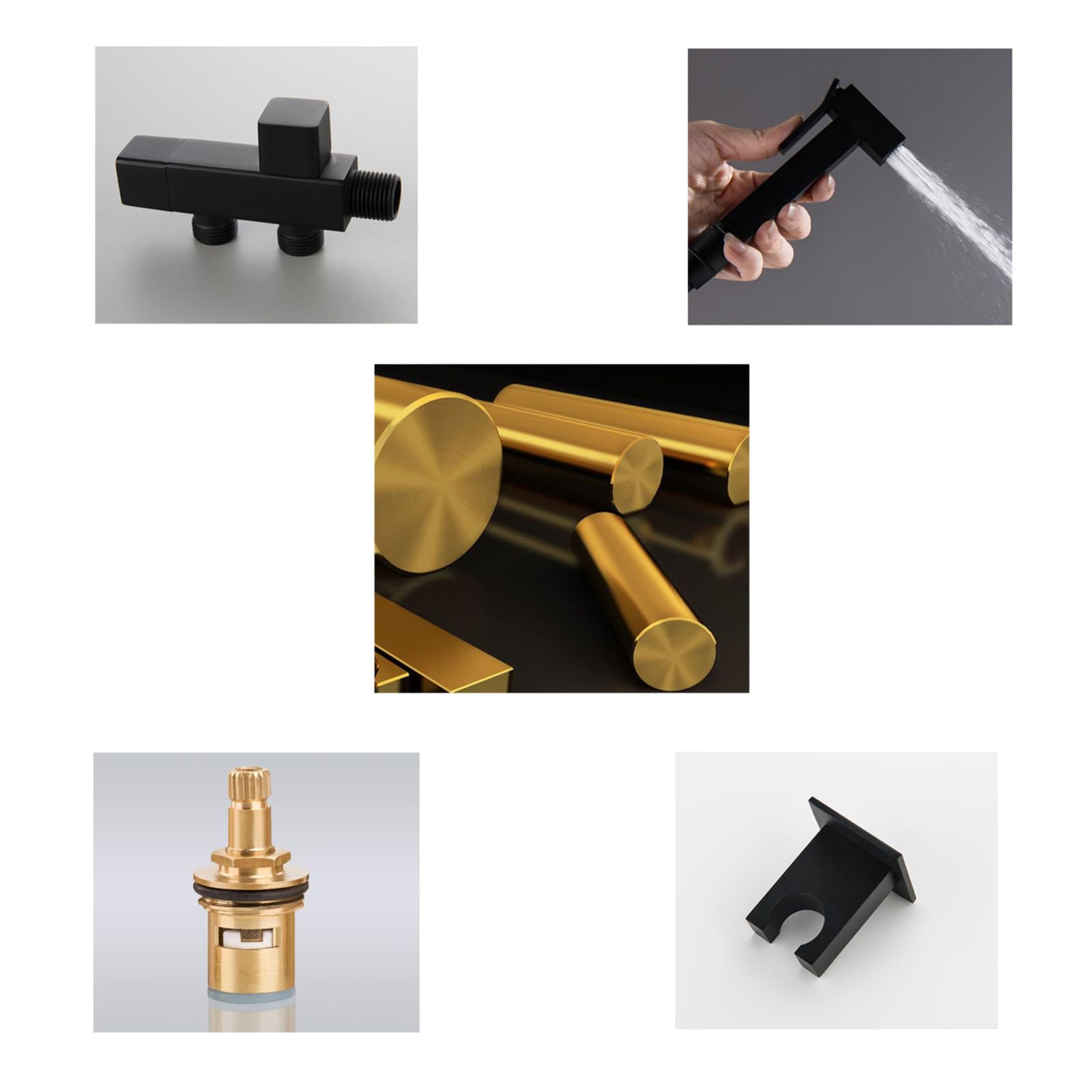 Juego De Bidé para Inodoro Montaje En Pared Latón Salida Doble | con Manguera Y Soporte Ideal para Cuidado Personal Lavado De Pañales,Gris Pistola