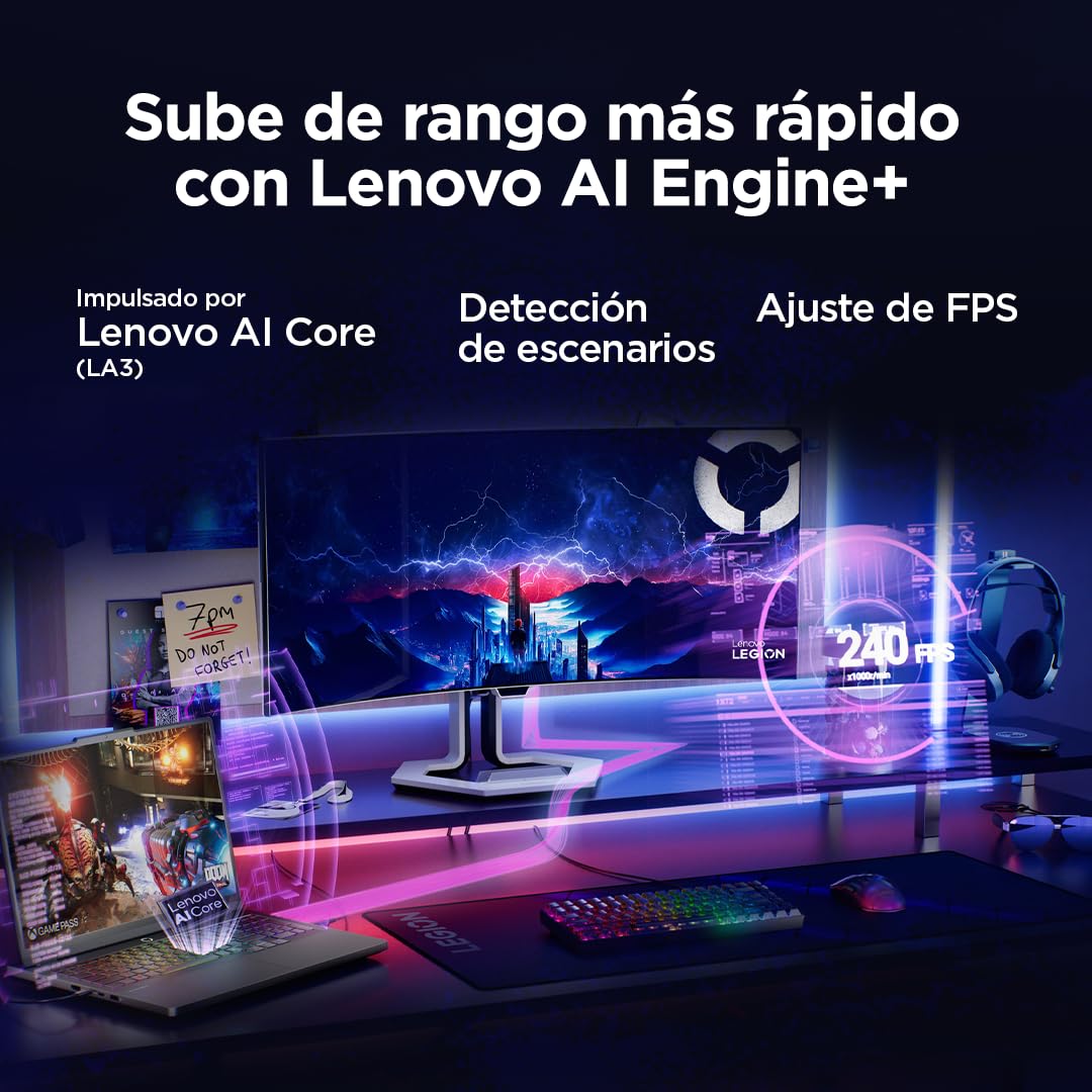 Lenovo Legion Pro 5 Gen10– Portátil Gaming IA 16" WQXGA (Intel Core i9-14900HX, NVIDIA GeForce RTX 5070, 32GB RAM, 1TB SSD, 240Hz, WiFi 6, Sin Sistema Operativo) QWERTY RGB 24 Zonas Español – Negro