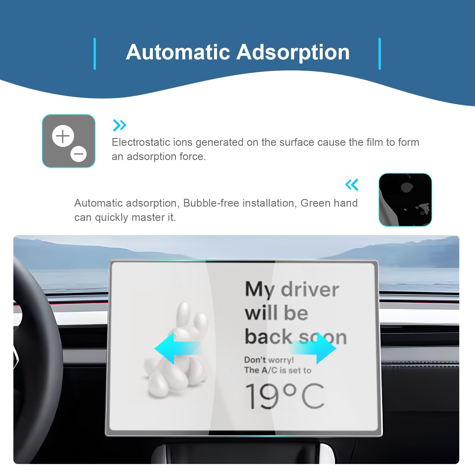 GAFAT 16" Nuovo Tesla Model Y Juniper Standard Premium Performance 2026 2027 Pellicola Protettiva Vetro, Protezione Display, con Kit di Allineamento Auto & Scatola Antipolvere, 9H Opaco, Antiriflesso