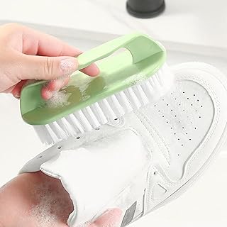 Jeffergarden 洗濯用ブラシ 家庭用 軟毛 マルチファンクションプラスチック製 靴掃除ブラシ ワンダブルシューズクリーニング 短い毛柄 靴や衣類の表面を傷つけずクオリティを保護する 環境性の高いPP素材製 耐久性に優れ 販売価格 5インチサイズ&1.8オンス重 ワイドに使用可能 ホームやアパート用 (緑)