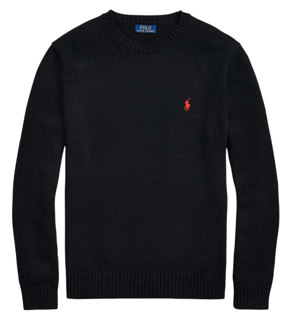 POLO RALPH LAUREN Cotton Crew Neck Jumper (UK, Alpha, L, Regular, Regular, Black)
