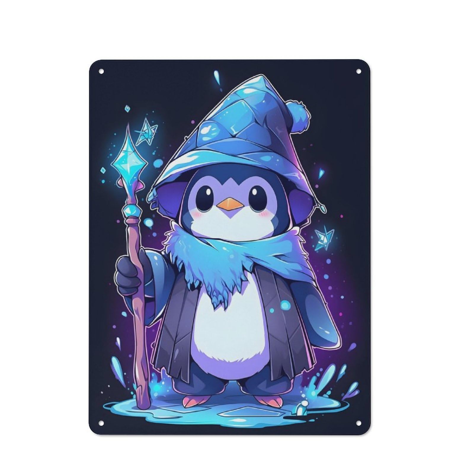 Penguin Wizard Magic Industrial-style Tin Sign 40x30cm for Living Room Wall, for Metal Sign Collectors, for Garage And Workshop Walls