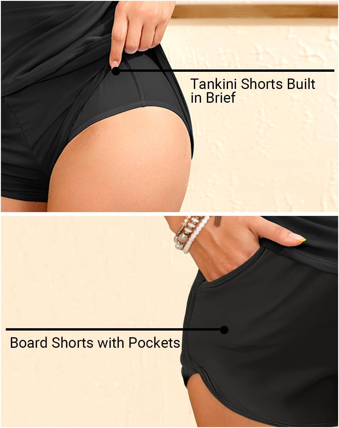 Tankini Swimsuits with Shorts - Two Piece Swimsuits Tummy Control Bathing Suits with Pockets - Image 4