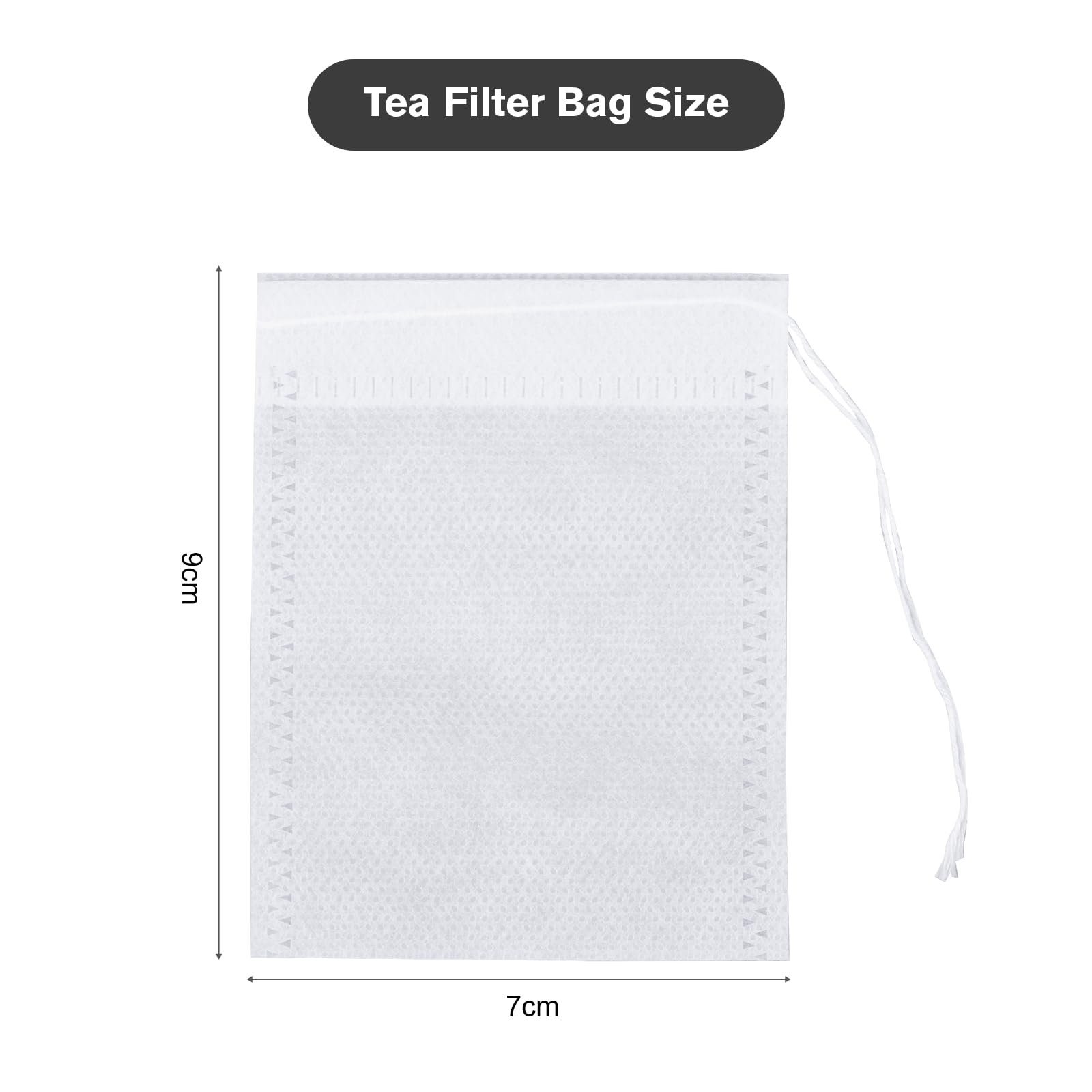 Bolsos de Té Desechables 7x9CM con Cordón, 200 Piezas