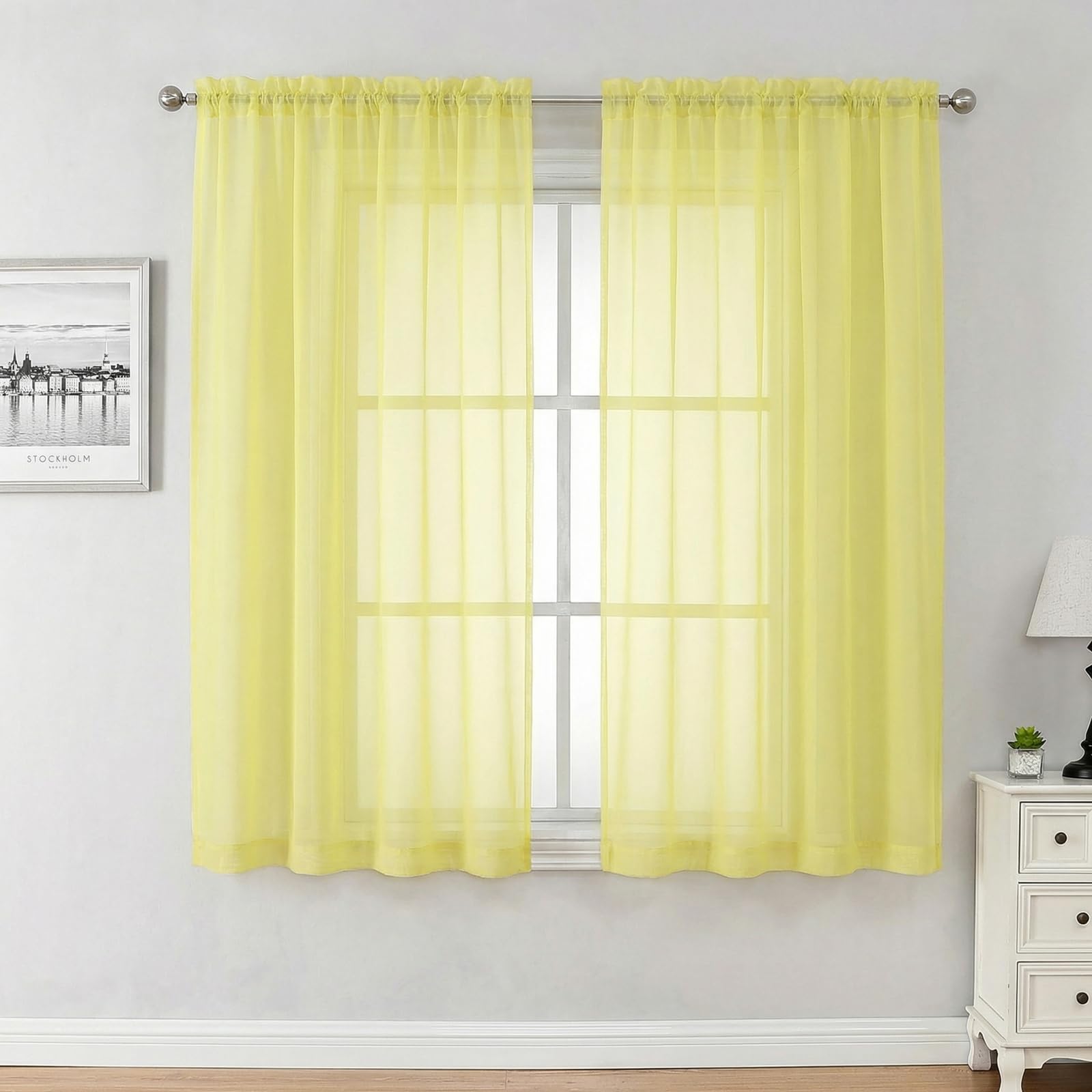Aiyufeng Voile Curtains RP S2 Lemon 42x63 โ image 1