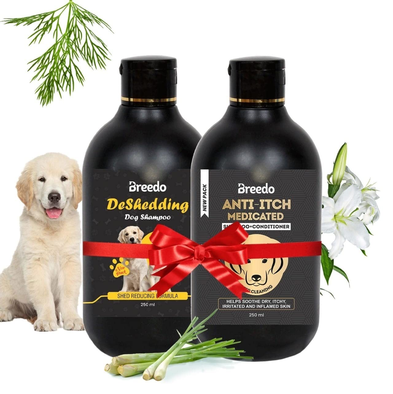 Breedo(Combo of 2) Healthy Shiny Coat with Deshredding Dog Shampoo+Anti-Itch Dog Shampoo for Labrador, German Shepherd, Golden Retriever, and Fleas Remover for Dogs (B0B3NH3KTH) Amazon Price History, Amazon Price Tracker