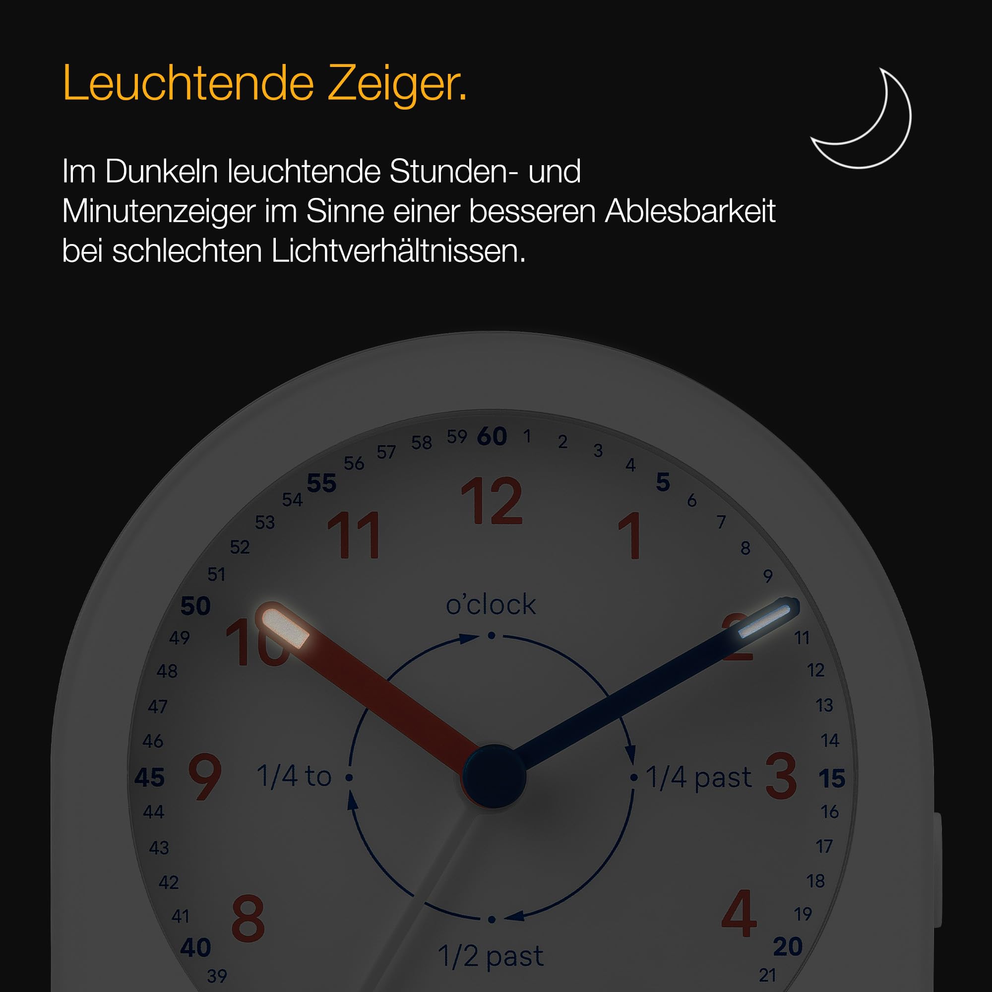 Braun analoger Zeitlehrer Wecker mit Schlummerfunktion, kontinuierlicher Hintergrundbeleuchtung, geräuscharmem Quarzwerk, leicht ablesbarem Ziffernblatt, ansteigender Signalton, Weiß, Modell BC22TW.