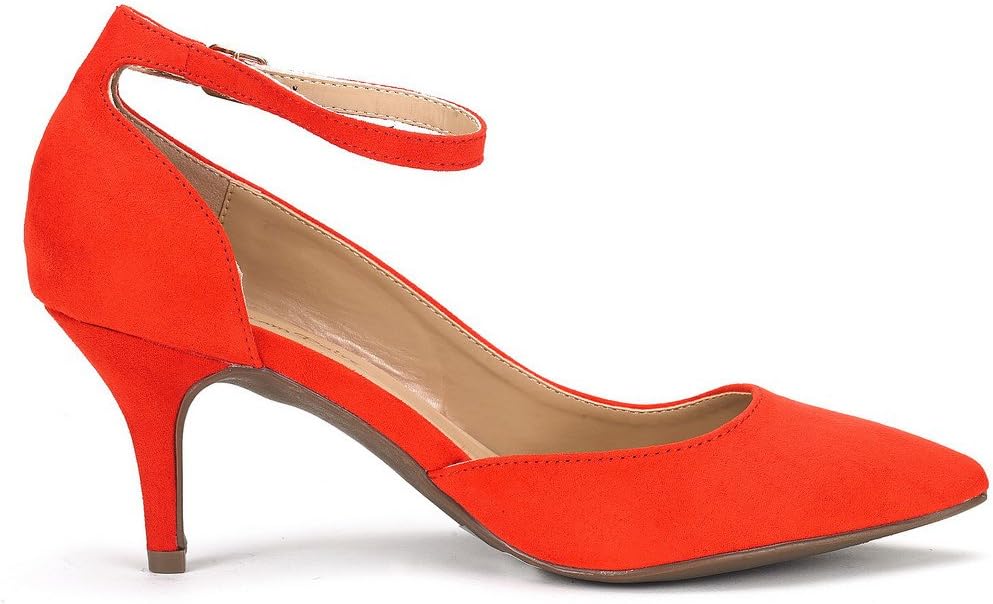 DREAM PAIRS Women's Ideal Red Suede Low Heel Dress Pump Shoes - 5 M US