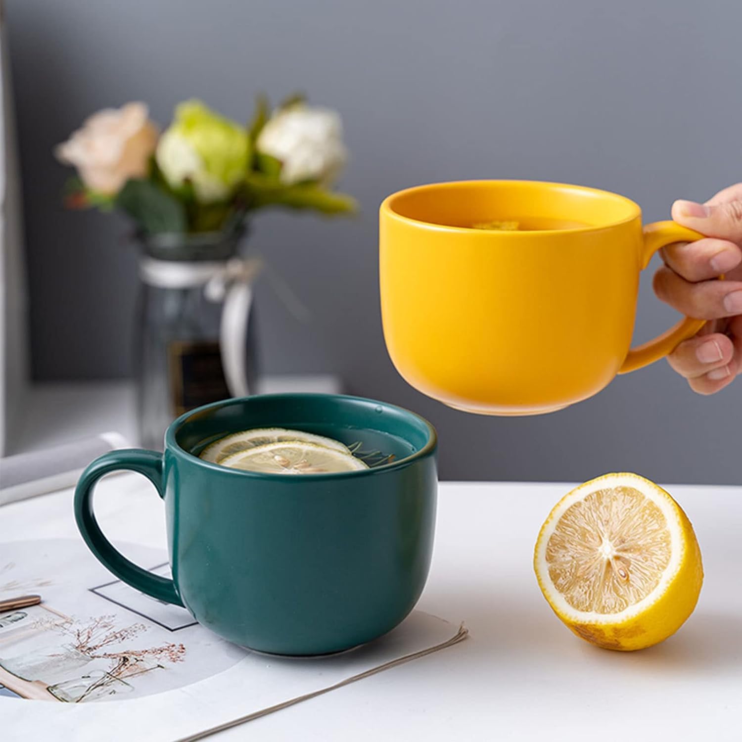 tazas de café personal, Taza de cerámica, taza de café, taza de cerámica de color sólido de 400 ml, taza de té de porcelana, taza con asa, for té espresso latte capuchino postre jugos de chocolate cal
