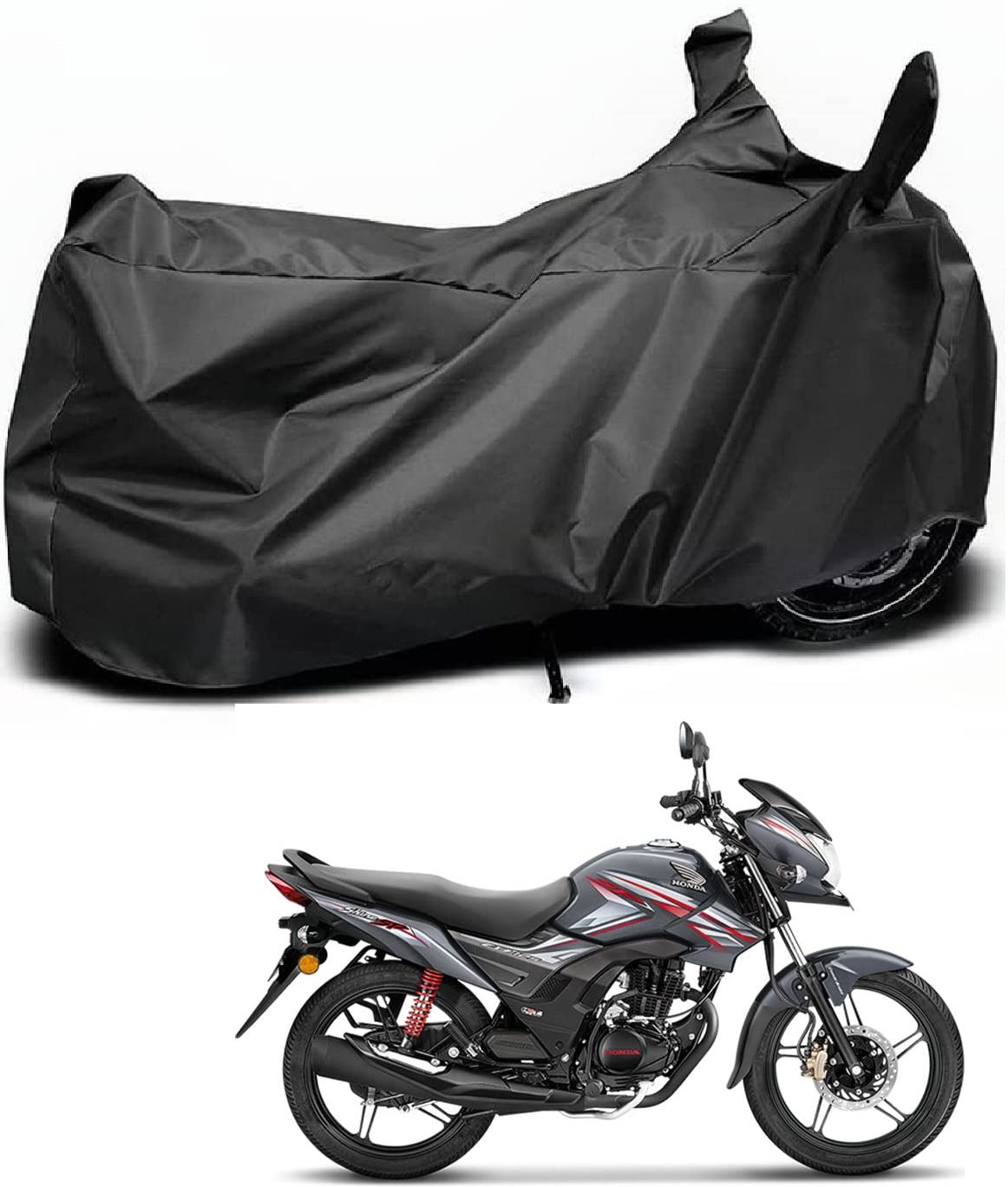 Auto Hub 100% Waterproof Bike Body Cover for Honda SP 125 Honda sp 125 with Carry Bag & Coated, Dustproof UV Protection Custom Fit Bike Cover-(Zed Black)