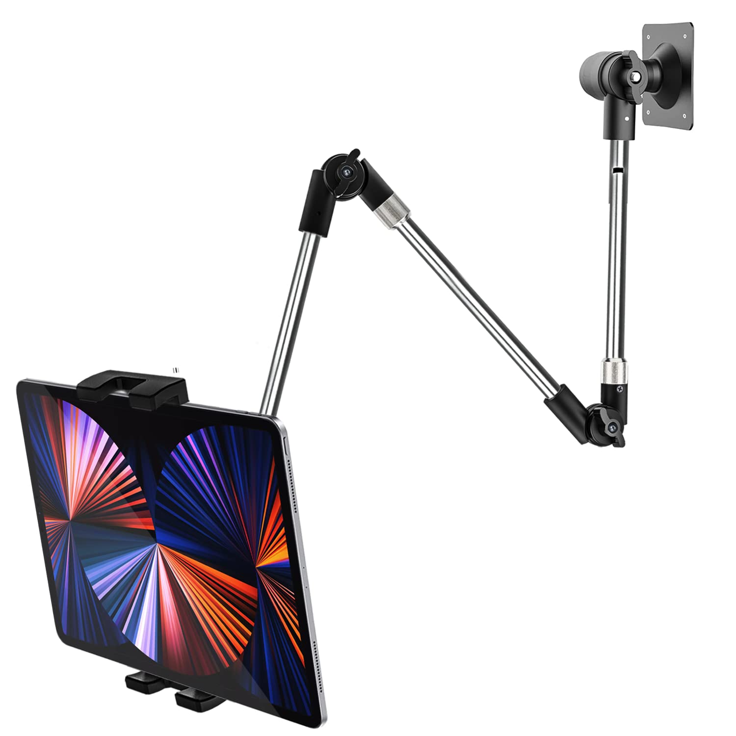Tablet Wall Mount Holder, 35" Aluminum Foldable Arm, 360 Degree Angle Adjustable for Kitchen/Desk, for iPad Pro Air Mini, Galaxy Tab, Z Fold, Fire HD,