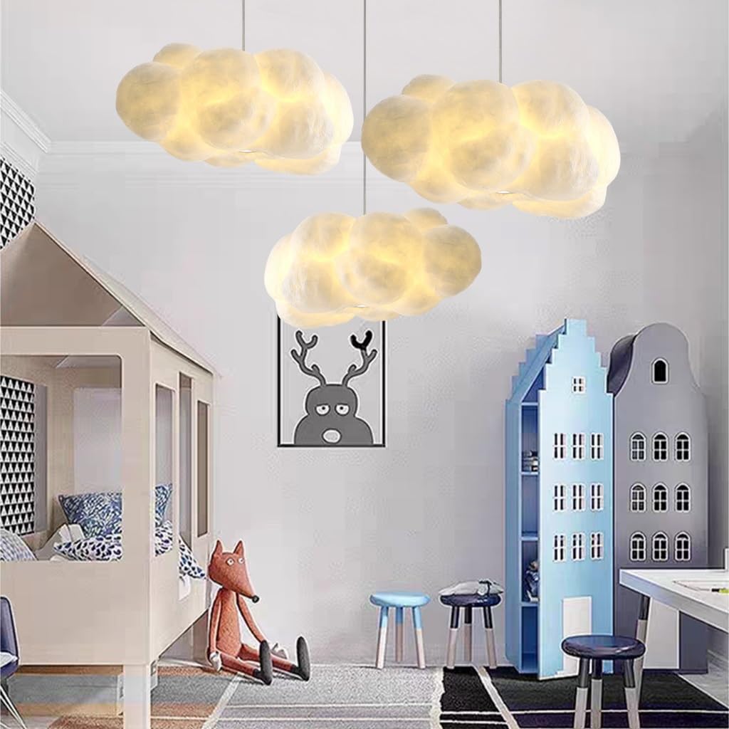 E27 Kronleuchter Wolkenform Hängelampe Restaurant höhenverstellbar Pendelleuchte Kücheninsellampe Baumwolle Cartoonform geeignet für Café Bar Kindergarten Spielplatz Deckenbeleuchtung(70cm)