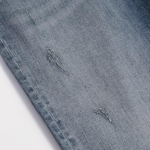 Men's Regular Fit Comfortable Haze Blue Retro Cat Whisker Elastic Casual Straight Leg Jeans Easy Classic 5
