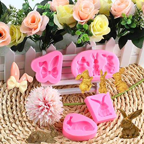 Mujiang Rabbit Fondant Mold Easter Bunny Ears Chocolate Candy Silicone Molds For Cake Decorating Set Of 4 #TOP2