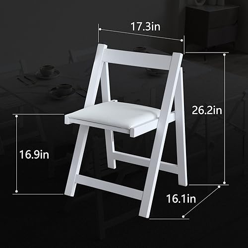 Miniatura 3 de FUNROLUX Sillas de comedor plegables de madera con asientos acolchados, paquete de 2 sillas plegables para mesa de cocina, eventos, fiestas, jardín,