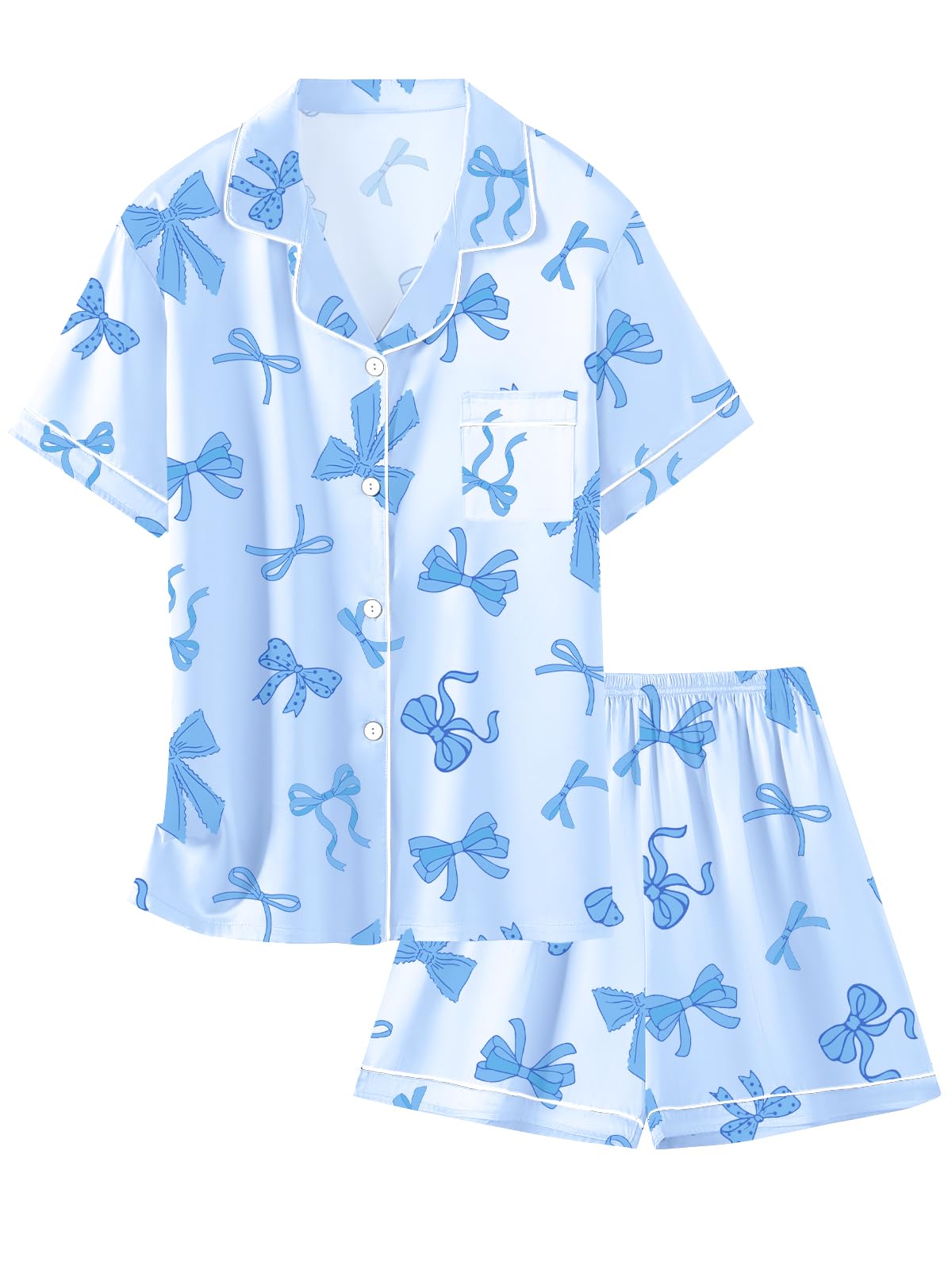 Girls &amp; Womens Satin Pajamas Set, Silk Button-Down Sleepwear 2 Piece Nightwear, 3 Years - Women XXL