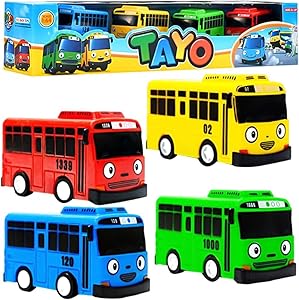 Qyehf Tayo 4PCS Spielzeugbusse FS025
