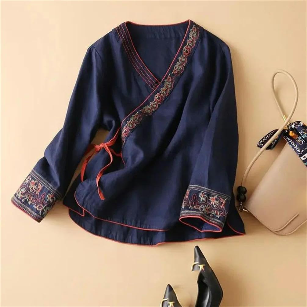 Chinese Top Female Blouse Chinese Shirt Tang Suit Traditional Chinese Clothing Retro Long Sleeve Top Han Suit Summer