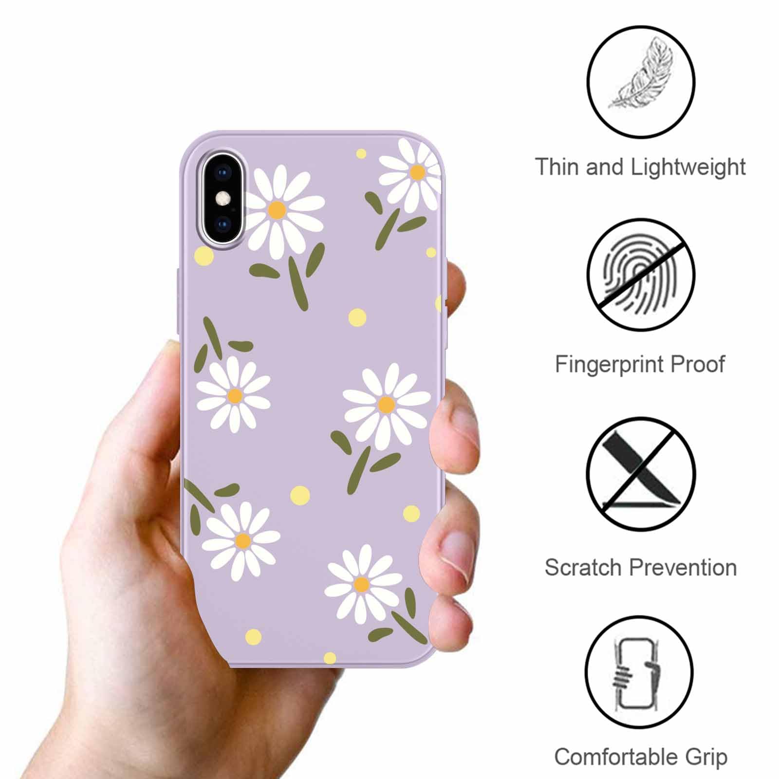 Yoedge 2 Pack Cute Flowers Print Suitable for iPhone XS/X 5.8" Phone Case, Floral Daisy Aesthetic Pattern Shell Soft Silicone TPU Shock-Absorbing Smile Cover for Women and Girls — view 6