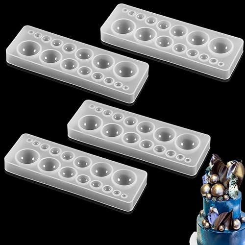 4 moldes de silicona con gemas de cabujón, moldes de bola de perlas hemisféricas, para hacer aretes, joyería, proyectos de manualidades