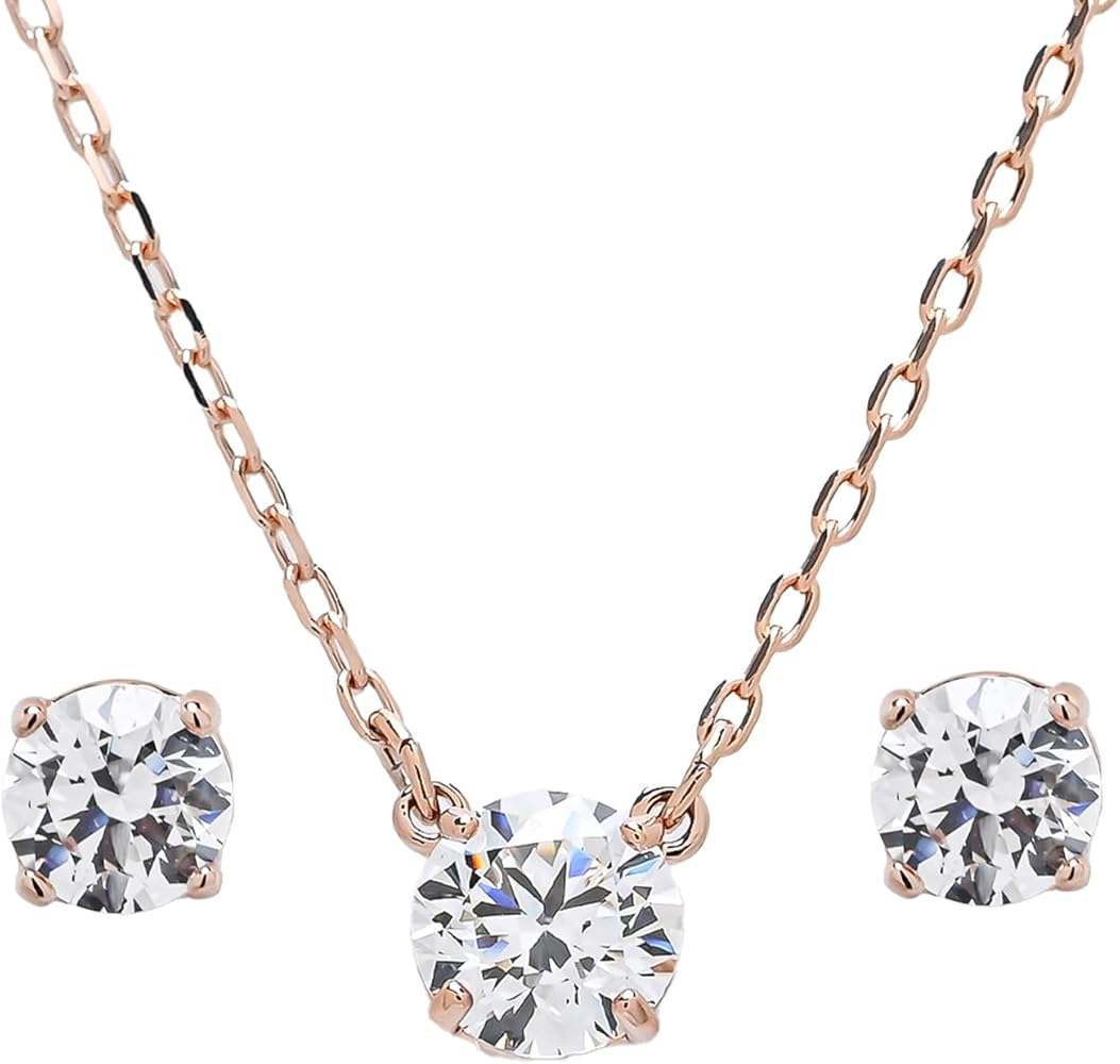 【最終値下げ】Attract Trilogyのネックレスとフープピアスセット Stilla Attract フープピアス, ラウンドカット, ホワイト, ロジウム