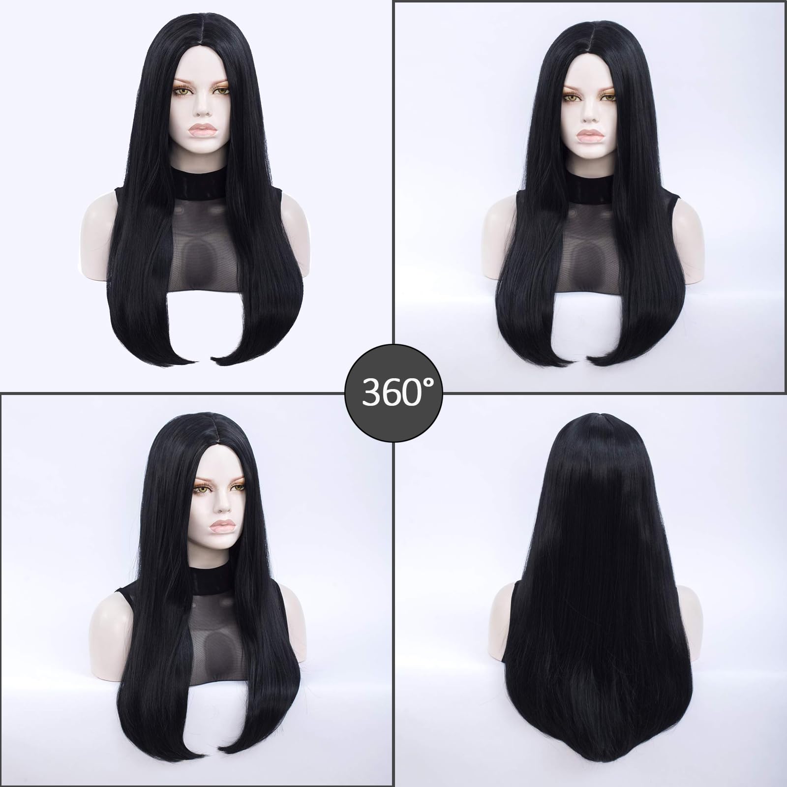 Wednesday Morticia Long Straight Black Wig – Heat Resistant Costume Wig for Wome Missuhair The Addams Family Morticia Addams Long Black Wig main image 2