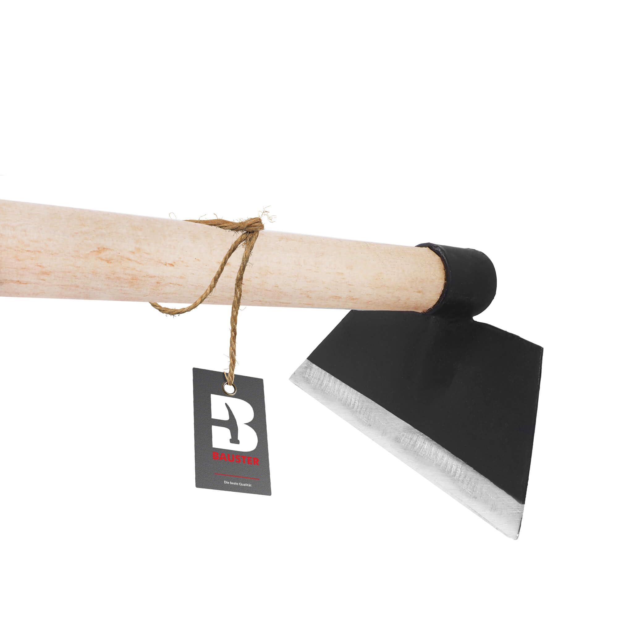 Gartenhacke mit Zinken – Rechteckige, geschmiedete Hacke (schwarz) mit 110 cm Holzstiel (Gesamtlänge 115 cm) – Für Erde lockern, lüften & Unkraut entfernen