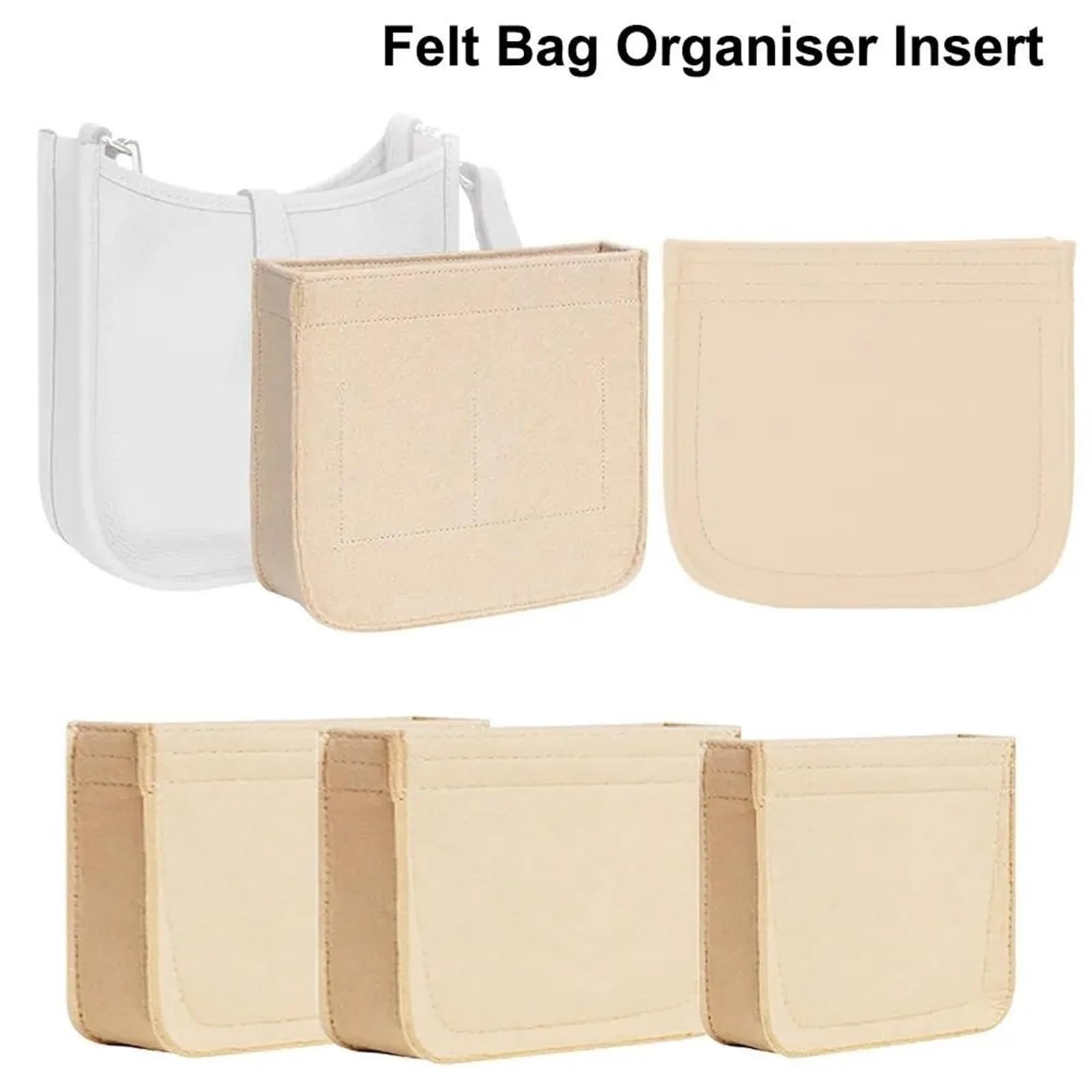 Fieltro Interior Bolsa 4 Uds. Bolsa organizadora con múltiples Bolsillos, Bolsa Interior, Bolsa de Almacenamiento, Bolso de Fieltro, Bolsa con Forro for Bolso para Almacenamiento(26x17x7.5cm)