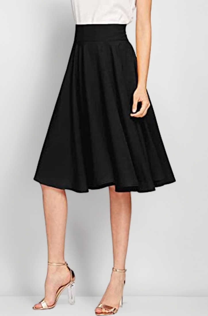 Women's Flared Knee Length Skirt (XS-26, S-28, M-30, L-32, XL- 34, XXL-36 INCHES)