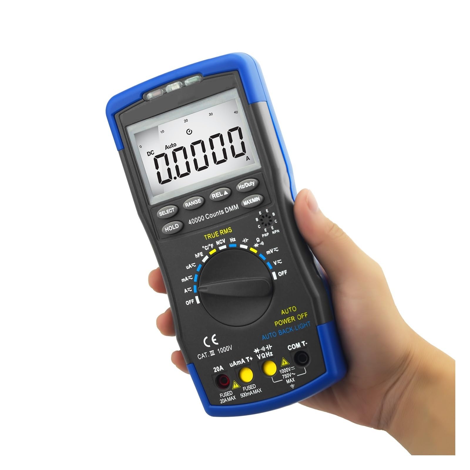 Multimetr Cyfrowy True RMS Auto Range Multimetro 40000 Zlicza Pomiar Ohm Volt Amp Tester Kondensatorów