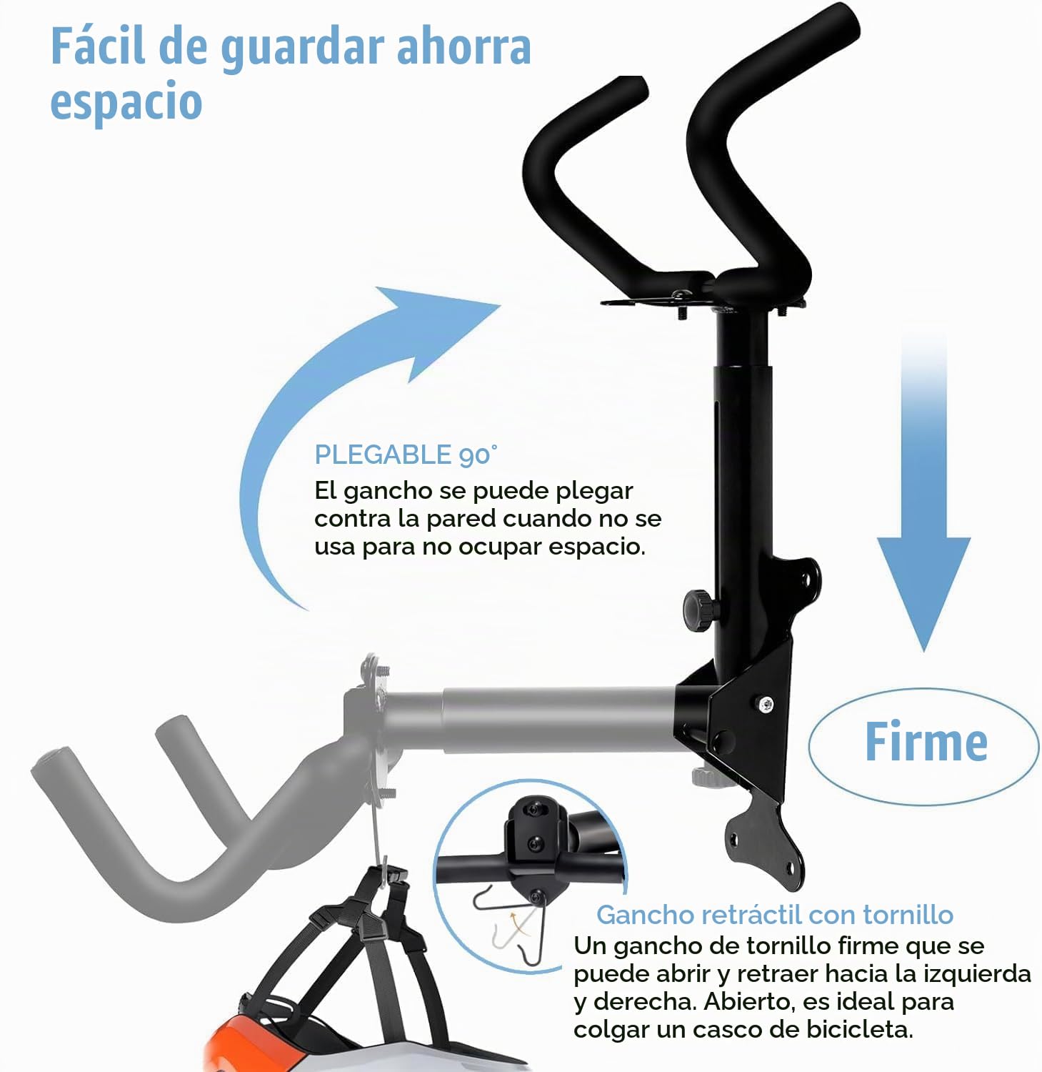 Soporte Pared Bicicleta Juego de 2, Soporte Bicicletas Pared de Acero Hasta 22 kg, Colgador Bicicleta Pared Acolchado Extra Suave, Ángulo y Distancia Ajustables, para Bicicleta de Carreras, MTB