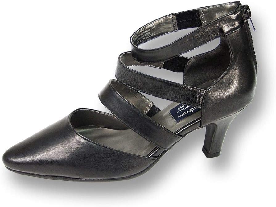 Peerage Lola (LP8045) Women Wide Width Leather Nice Dress Pumps Black 7