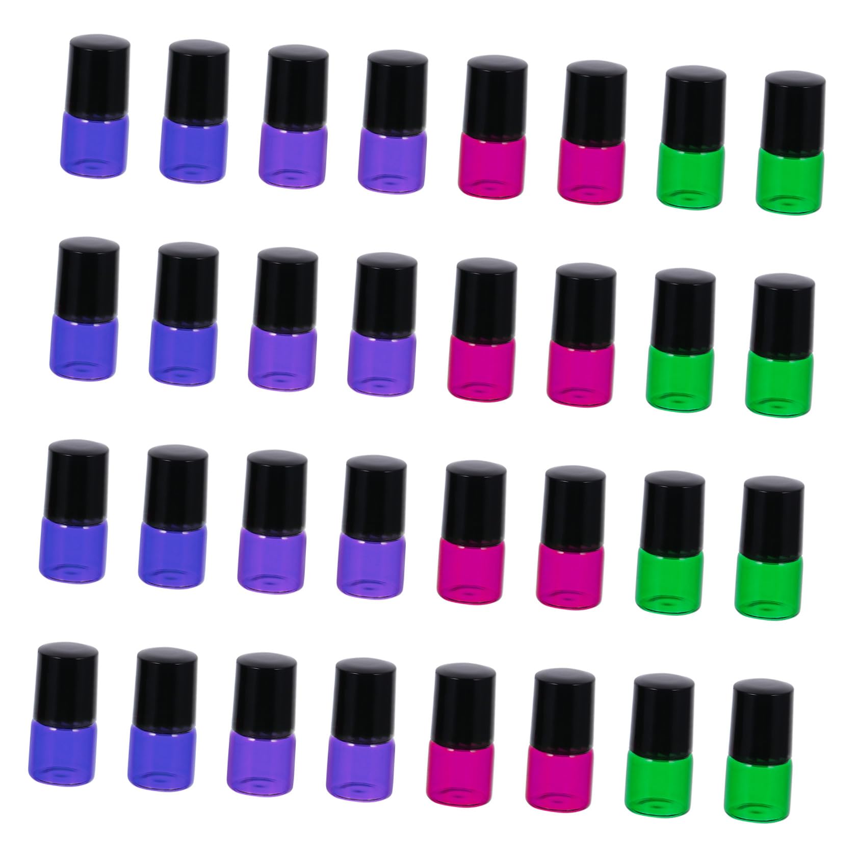 MAGICLULU 40 Flaconi Roll-on da 1ml per Oli Essenziali e Profumi, Contenitori Ricaricabili Compatti in Colori Assortiti Tappo Nero, Bottiglie a Sfera Rotante per Aromaterapia e Uso