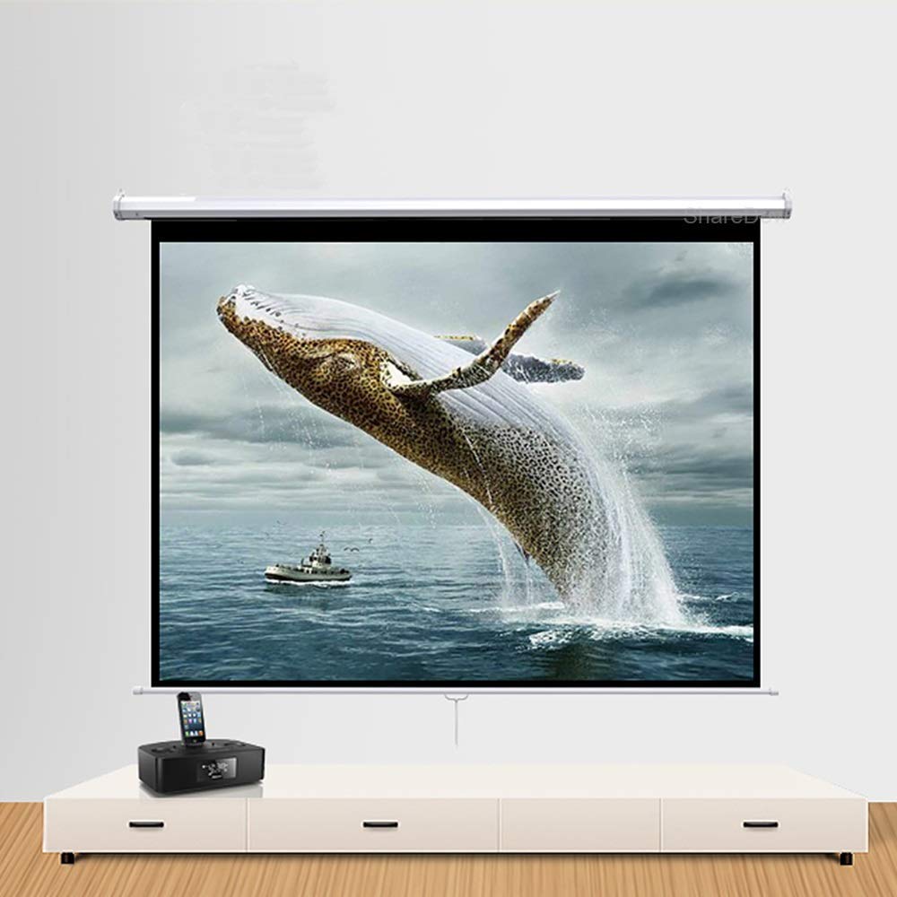 60/72 inch handmatig projectorscherm, draagbaar projectiescherm, thuisbioscoopfilmschermen, 178 ° kijkscherm op openbaar scherm, wand-/plafondmontage, gemakkelijk schoon te maken (72 inch 43