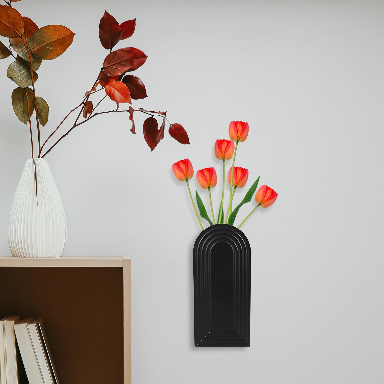 VILLCASE 2 Pièces Vase Mural en Bois Foncé pour Plantes D'intérieur, Petit Vase à Bourgeon Facile à Installer, pour Violettes Africaines et Décoration de Salon