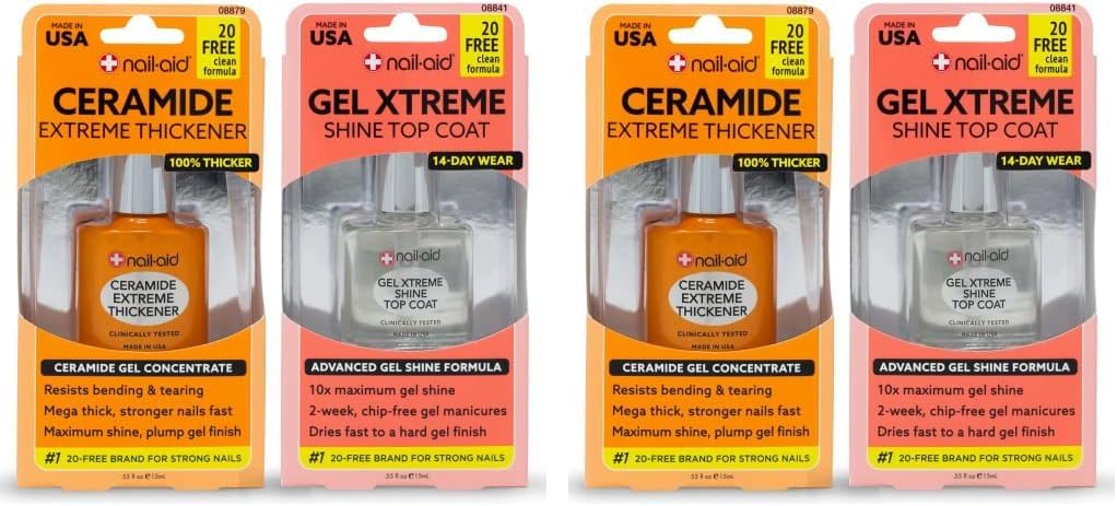 Nail-Aid Ceramide Extreme Thickener + Gel Top Coat, Clear, 2 Count (Pack of 2)
